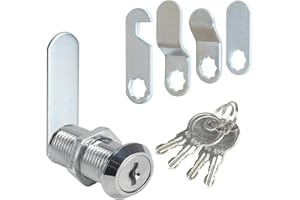 Luabue Serrure de Boîte aux Lettres 30mm avec 5 Plaques de Verrouillage Différentes et 4 Clés - à Levier pour Portes d'Armoire