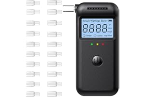 FIVAVA Alkoholtester, Polizeigenau Alkoholmessgeräte mit 20 Mundstücken | Digitaler Alkoholprüfer mit Blauer LCD - Anzeige | Rofessioneller Alkoholtester für Privaten und Beruflichen Gebrauch zu Hause