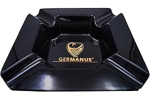 GERMANUS Grande Sigaro Portacenere Monument I Nero Oro, 22 x 22 x 5 cm