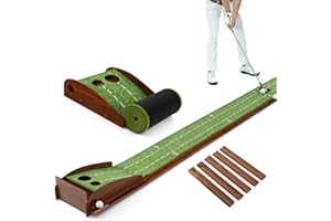 LIFEZEAL Tapis de Putting de Golf avec 1/2/3 Trous et Retour Automatique, Tapis d'Entraînement de Golf avec Boche, Enroulable et Portable, 3 Balons de Golf, Intérieur et Extérieur