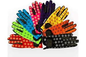 EQUESTIFIED Youth Equestrian Gloves with STAR Design for Girls & Boys Children Gloves All Weather Outdoor Sports Gloves Horse Riding
