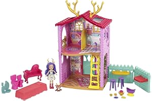 Enchantimals Casa Ciervo 2.0 con Danessa Deer Muñeca con casa de Juguete, Mascota y Accesorios, Regalo para niñas y niños +4 años (Mattel HFC41)