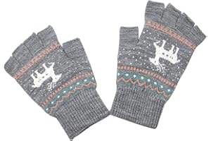 Zolunu Unisex Winter Half Finger Gloves Warm Winter Fingerless Touchscreen Gloves Stretchy Knit Typing Gloves