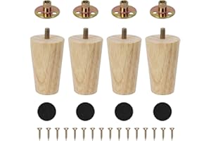 VADUDA Wooden Furniture Legs 8cm Wood Sofa Legs Set of 4 Replacement Chair Legs Table Legs Cabinet Legs Bed Legs Couch Legs Furniture Feet with Mounting Plates & Screws for Home Coffee Table Dresser