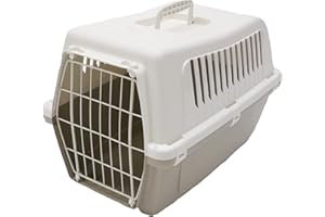 Rosewood Vision Classic 50 Cat Carrier, Small – Pet Travel Crate, Portable Hard-Shell Plastic Carrier for Cats, Kittens and Small Pets – Mocha/White