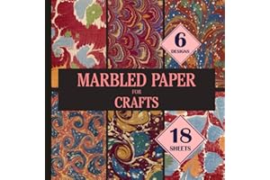 Marbled Paper for Crafts: Vintage Decorative Marble Paper for Origami and Bookbinding - 36 Pages Double Sided - 6 Designs/3 Sheets Each - 8.25"x8.25"