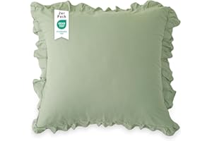 TOCOMOA Poszewka na poduszkę 80 x 80 cm, 2 sztuki w zestawie, z falbankami, certyfikat Öko-Tex, miękka i hipoalergiczna, jasnozielona, 80 x 80 cm, z zapięciem hotelowym
