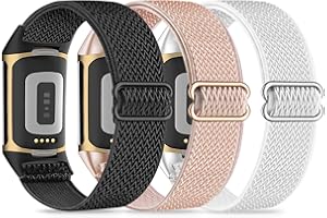 Wizvv 3 elastyczne bransoletki kompatybilne z Fitbit Charge 5/Fitbit Charge 6, dla kobiet i mężczyzn, oddychające, regulowane, nylonowe, do Fitbit Charge 5/Charge 6