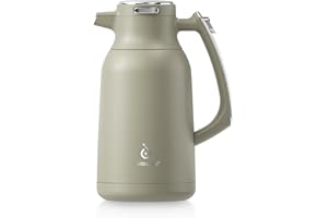 IDEUS Vacuum Insulated Coffee Carafe, 68 oz (2 Liters) Stainless Steel Milk Jug Thermal Tea Pot Hot & Cold Water Beverage Dispenser (Celadon)