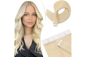 Elailite Tape in Hair Extensions Human Hair Thin Type 1.5g/pcs - 20Pcs 100% Real Natural Remy Hair Skin Weft Extension (#613 Bleach Blonde, 18 inches)