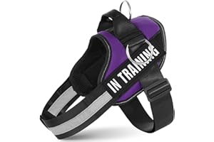 JUSTYEZI No Pull Dog Harness, Adjustable Assistance Service Dog Vest with Buckle, Reflective No-Choke Pet Vest Puppy Harness with Easy Control Handle for Training