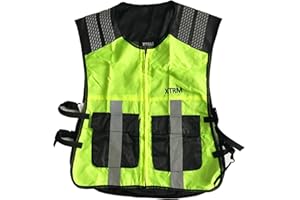 XTRM ARK HI VIZ SAFETY REFLECTIVE VEST JACKET Motorcycle Motorbike Scooter Biker Rider Cycle Road & Work Wear Industrial Safety High Visibility Waistcoat
