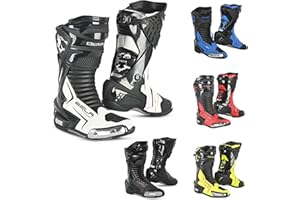 MAXIMO-MOTO Men's Motorcycle Boots Motorbike Shoes for Men with Superior Comfort and Protection CE Approved Boots with Reflectors Anti-Slip Racing Shoes