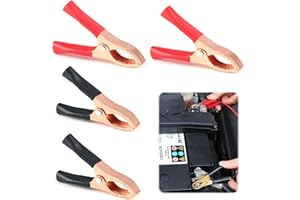 Hioip 4 Pcs Crocodile Clips for Car Battery Charger, 70mm Battery Clamps Heavy Duty Pure Copper 30A Crocodile Clamps Car Battery Alligator Clips Insulated Jump Lead Clamps for Car Auto (Red/Black)