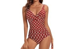 Viloree Costumi da Bagno Interi per Donna Scollo a V Costume Intero Donna con Controllo della Pancia Monokini con arricciature