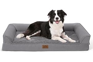 COZY KISS Orthopädisches Hundebett für große Hunde, waschbares Hundesofa, groß, stützendes Schaumstoff-Haustier-Couch-Bett mit abnehmbarem, waschbarem Bezug, wasserdichtem Futter und rutschfester Unterseite