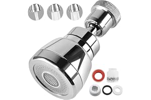 Annauiy Aireadore de Grifo,360° Giratorio Grifo con 160° Gran ángulo de Inclinación Ajustable 3 Modos de Descarga,Incluyendo Adaptador Grifo Cocina,Baño,Compatible Rosca M22/M20/M24