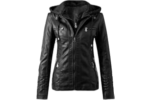 FCOSTUME DAMEN SWEATSHIRTS Mantel Damen Fruehling, Damen Kapuzen Kunstleder Lederjacke Frauen Jacke mit Reißverschluss Motorradjacke Bikerjacke Kapuzenjacke Übergangsjacke Ladies Oberbekleidung