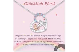 Aunis Mädchen & Pferd Herz Kette Geschenke für Mädchen Weihnachten Geburstag Schultag