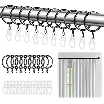Farerkass - 50 Anneaux Rideau Métal + Crochets Plastique Noir - 31 Mm - Pour Tringle Et Rideaux Douche