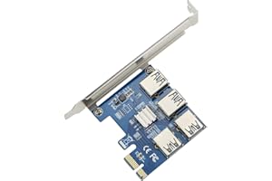 Adwits 4-IN-1 PCI-E 1X Tarjeta adaptadora Vertical, Ranura 1X PCI Express a 4 Puertos USB3.0 Concentrador de GPU Extender para Ethereum Mining Eth- Bitcoin - Litecoin y más