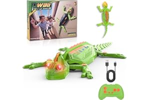 Zoelele Wall Crawler Gecko, Lagarto Teledirigido para arrastrarse en Suelos y Paredes, con Ojos LED Brillantes, Fácil de controlar, Robot Control Remoto Recargable, Juguetes Niños 4 Años (Lagarto)