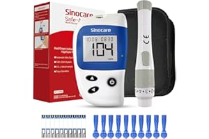 Sinocare Safe-Accu2 Glucometro, Misuratore di Glucosio Semplice da Usare, 10 Secondi di Test 200 Valori Memorizzati