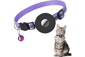 RUNMEIHE Katzenhalsband für Airtag, Reflektierendes Katzenhalsband mit Glocke und Sicherheitsschnalle, kompatibel für Apple Airtag, Kätzchenhalsband mit Airtag-Halter Wasserdichtem Verstellbar 22–35 cm