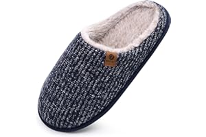 ONCAI Mens Slippers Memory Foam Slippers Slip On Warm Fluffy House Indoor/Outdoor Shoes With Anti-skid Sole