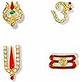 The Kanha Store Set of 4 Tilak for Bholenath & Ram Chandra ji - Rhinestone Red Metal Tika Lord Shiva, Krishna Ji & All God Idol | Brij Sugandha (1 cm)