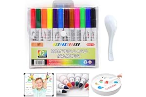 Lucky Sheeps 12 Piezas Rotuladores Mágicos con Cuchara, Rotuladores Agua Magicos, Pluma Magica de Pintura de Agua, Rotuladores de Agua, para Graffiti Dibujo Escritura Pizarra Ropa Educación