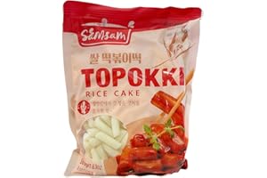 Samsam Topokki Rice Cake 500g | Korean Traditional Soft Tteokbokki Rice Cakes | Ready to Cook | 4 Servings