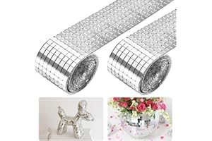 XAVSWRDE 2 Rollen 3200 Stück Mini Spiegel Mosaik Selbstklebend Mini Mosaik Spiegelfliesen Spiegelmosaiksteine Selbstklebend Spiegel Mosaikfliesen Aufkleber 5 x 5 mm Glas für KTV Hause DIY