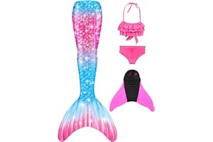 shepretty Ragazze Sirena Coda Costume da Bagno Squalo Cosplay Costume 4pcs