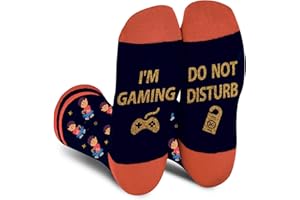 AGRIMONY Calcetines Hombre Divertidos - Do Not Disturb I'M Gaming Personalizados Originales Dibujos Estampados Graciosos Frikis Colores Algodon Calcetines - Regalos Navidad Originales para Adolescentes
