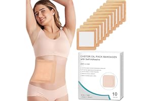 HBAID 10 Stück Rizinusöl Packungen, Castor Oil Pack Wrap zur Leberentgiftung, sehr saugfähig, 8,7"*7,9", selbstklebende Rizinusölpackung aus Bio-Baumwolle(Öl nicht im Lieferumfang enthalten)