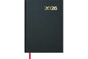Dohe - Agenda 2026 - Día Página, Tamaño A5 (14x20 cm), Tapa Dura, 12 Meses Enero a Diciembre, Planificador Anual en Español con Marcapáginas - Síntex Negra