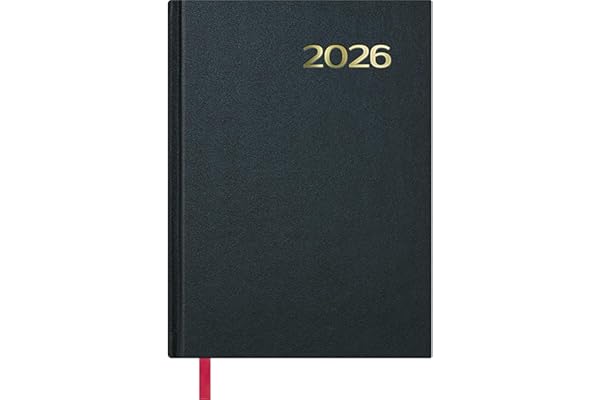 Dohe - Agenda 2026 - Día Página, Tamaño A5 (14x20 cm), Tapa Dura, 12 Meses Enero a Diciembre, Planificador Anual en Español con Marcapáginas - Síntex Negra