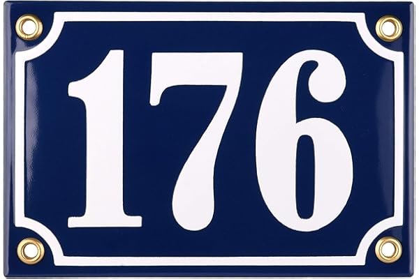 Numéro de Maison | Plaque Émaillée Personnalisée 10x15 cm | Numéro de Rue | Panneau de Porte (Bleu)