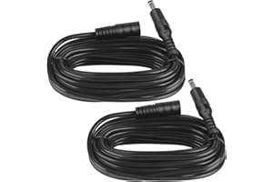 SECURITY-01 2-pak 5 m DC Power przedłużacz, wtyczka 5,5 mm x 2,1 mm, obsługuje DC 5 V, 6 V, 9 V, 12 V, 24 V, do kamer bezpieczeństwa, DVR, routerów, drukarek, taśm LED, czarny
