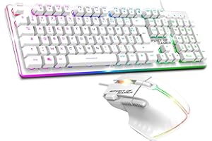 Spirit of Gamer - Ultimate 600 Filaire, Pack Clavier Souris Gamer RGB, Layout AZERTY Français Rétroéclairé, Clavier Gaming Semi-Mecanique en Métal, Touches Antighosting, Souris 4800 DPI, Blanc