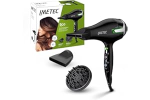 Imetec ECO SE9 1000 Asciugacapelli con Tecnologia Eco Technology 1400 W, Consumo Energetico Ridotto, 8 Combinazioni Aria/Temperatura, Diffusore per Capelli Ricci