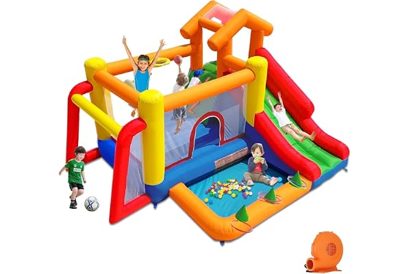 Ballsea Château Gonflable Avec Souffleur, Intérieur/Extérieur Pour Enfants - Meilleurs Cadeaux Pour Fêtes d'Anniversaire (343 x 280 x 203 cm)