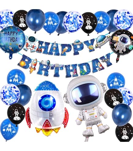 Nappe Anniversaire Thème Espace - 274x137 Cm | Fond Bleu Étoilé | Enfant Astronaute