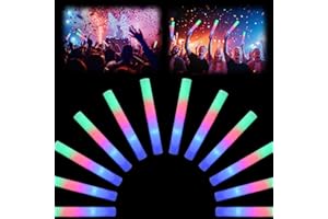 Desing Wish 12 Pièces Bâton Lumineux LED 34 cm Multicolores Bâtons Clignotants Mousse Baton Lumineux Fluorescent Lightstick 3 Modes pour Mariage Noël Anniversaire Fête Halloween Accessoires