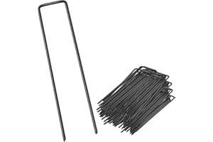BECHOICEN Garden Pegs Stakes for Netting Artificial Grass Pegs Heavy Duty Metal Ground Pegs for Membrane Tent Pegs Metal for Artifical Grass, Black.