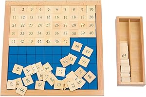 Adena Montessori Zahlenbrett 1–100 aus Holz – Mathe Lernspielzeug für Kinder ab 3 Jahren – Rechenbrett mit 100 Zahlenplättchen & Aufbewahrungsbox – Montessori Mathematik Material