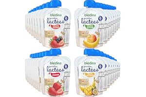 Blédina - Gourdes Lactées aux Fruits - Pour Bébé dès 10 Mois, 32x85g (8x4 Variétés)