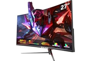 ‎GREAT VOELL Great voell Curved Gaming Monitor 27 Zoll, 100Hz, FHD(1920x1080P), HDMI 2.0, DP 1.4, HDR, Anti-Blaulicht Augenschutz, 99% sRGB, FreeSync, VESA-Unterstützung, Kann gekippt Warden, pc Bildschirm 16:9