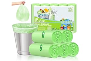 XUXRUS 5L Bin Bags, 120Ct Kitchen Food Waste Bin Bags Small, Thick Bathroom Bin Liners, Corn Starch Trash Bag Fit 4~7 Liter Trash Can (40x45cm, Green)